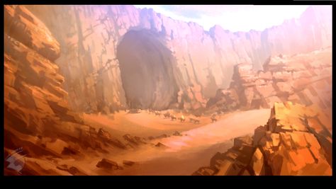 Desert cave. Desert Cave Concept Art, Cave Entrance Art, Gothic Dnd, Desert Cave, The Legend Of Hercules, Sand People, Dragon Cave, 1 Point Perspective, Desert Background