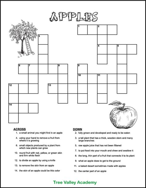 Free printable apple themed crossword puzzle for kids. It's a perfect vocabulary and spelling activity for elementary students around 2nd grade. The answers to the clues are 2nd & 1st grade apple themed spelling words. Pdf is free to download and print and includes an answer page. Nouns For Kids, Crossword Puzzles For Kids, Apple Word, Plural Nouns Worksheet, 2nd Grade Spelling Words, Word Puzzles For Kids, Number Words Worksheets, Kids Tree, 2nd Grade Spelling