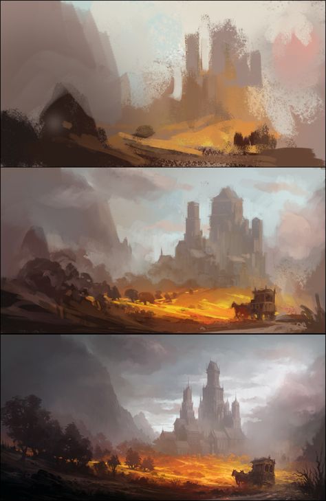 Andreas Rocha is creating Environment Digital Paintings | Patreon Environment Concept Art Step By Step, Environments Concept Art, How To Draw Concept Art, Digital Environment Art, Environment Art Tutorial, Digital Landscape Art, Enviroment Art, Digital Painting Process, Concept Art Environment