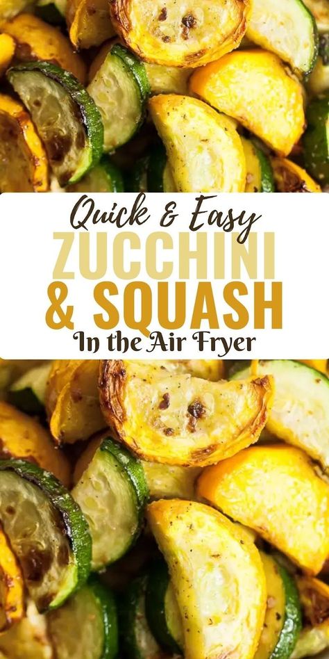 If you love roasting your vegetables, you’ll love Air Fryer Zucchini and Squash. These step-by-step instructions make a batch of crisp-tender vegetables in minutes in your air fryer or Ninja Foodi. Perfect quick and easy side dish for the summer, especially if you have any from your garden! Honey Nut Squash Air Fryer, Airfry Zucchini And Squash, Frozen Zucchini In Air Fryer, Zucchini Recipes Air Fryer Easy, Air Fry Squash Recipes, Zucchini And Yellow Squash Recipes Air Fryer, Air Fryer Squash Recipes Yellow, Quick Healthy Summer Meals, Zuccini Sides Dishes Air Fryer