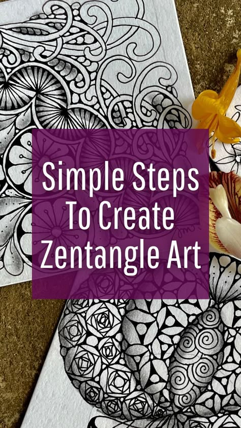 New Zentangle Patterns, Zantangle Art Beginners, Zentangle Art Step By Step, Tangle Doodle Step By Step, How To Draw Zentangle Patterns, Zentangle Floral Patterns, Zen Tangles Patterns, Zen Tangle Patterns Step By Step, How To Draw Doodles Step By Step Zen Tangles