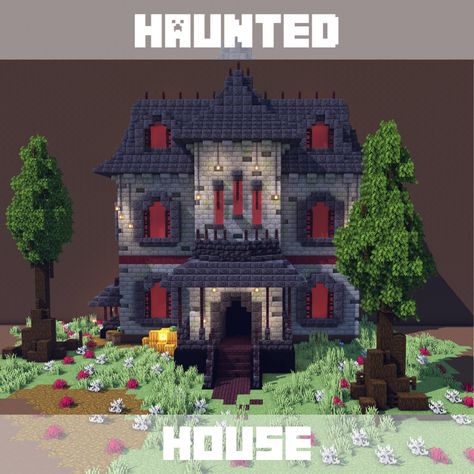 Minecraft: Haunted House Minecraft Haunted House, Minecraft Gothic House, Minecraft Halloween Ideas, Minecraft Kingdom, Minecraft Welten, Minecraft Interior Design, Bangunan Minecraft, Minecraft Cottage, Easy Minecraft Houses