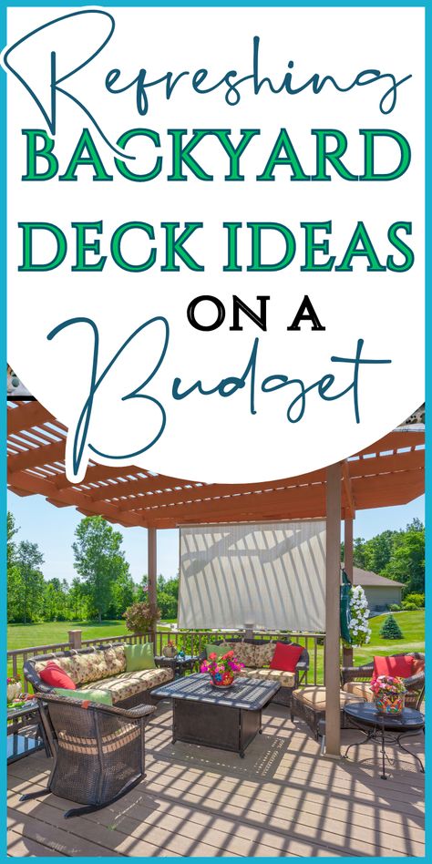 If you’ve had dreams of relaxing on a backyard deck this summer and are at a little bit of a loss of how to get there, especially if you’re on tight budget, today there’s help. I’ve got loads of backyard ideas for patio design and deck design as well as decorating tips - all on a budget! Check out resources to help you create your dream backyard and an outdoor space you love. Cheap backyard decorating ideas! Deck Ideas On A Budget Backyard, Diy Outdoor Patio Ideas Budget Backyard How To Build, Simple Deck Decorating Ideas, Outdoor Deck Ideas On A Budget, Maintenance Free Deck Ideas, Easy Deck Ideas On A Budget, Patio Gazebo Ideas On A Budget, Backyard Deck Ideas On A Budget Simple, Uncovered Deck Decorating Ideas