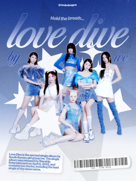 ive love dive graphic design kpop edit Ive Aesthetic Poster, Kpop Posters Blue, Kpop Blue Poster, Itzy Prints, Cute Kpop Posters, Kpop Prints Aesthetic, Koop Poster, Kpop Wall Prints, Kpop Posters Aesthetic