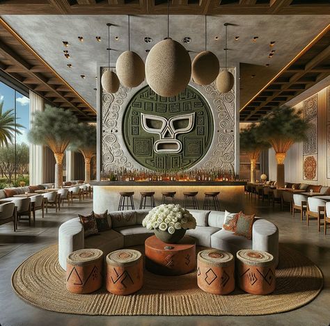 Luxury Mexican Restaurant, Mexican Bar Ideas, Mexican Bar Design, Modern Bar Interior, Modern Mexican Hacienda, Unique Bar Design, Modern Mexican Interior, Modern Mexican Decor, Mezcal Bar