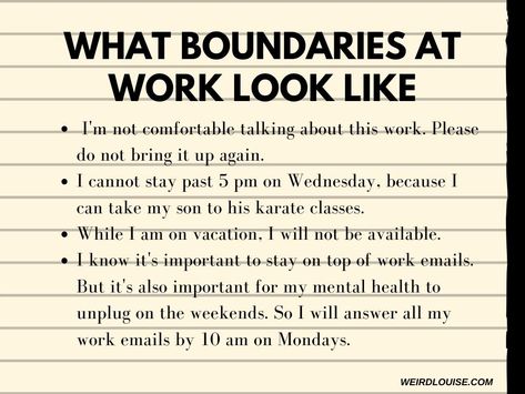 When it comes to setting boundaries, it's important to not only set boundaries in your personal life but at work as well. So here's how you can set healthy boundaries at work. Boundaries Work, Healthy Boundaries Relationships, Career Improvement, Professional Boundaries, Work Attitude, Boundaries Relationships, Boundaries At Work, Boundaries Quotes, Family Challenge