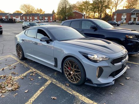 Kia Stinger GT AWD Ceramic Grey with Bronze Rohana RFX10 | Wheel Front Kia Gt Stinger, Modded Kia Stinger, Custom Kia Stinger, Kia Stinger Gt Custom, Stinger Kia, Kia Stinger Gt, Chevrolet Corvette C7, Kia K5, Kia Stinger