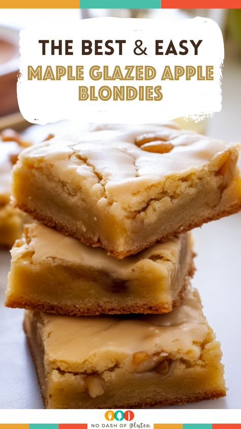 Maple Apple Blondies Recipe, Maple Glazed Blondies, Golden Delicious Apples Recipes, Maple Frosted Apple Blondies, Best Maple Desserts, Apple Maple Dessert, Apple Blondies With Maple Glaze, Maple Glazed Apple Blondies, Apple Brownies With Maple Glaze