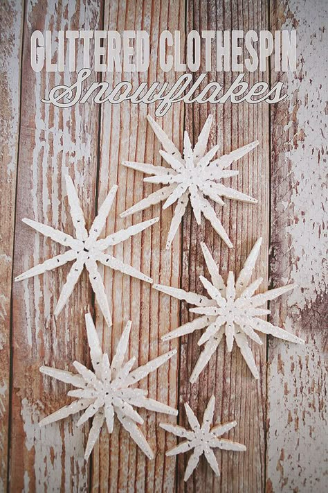 Yay! It’s the 10th of the month and we have our friends back today sharing Snowflake projects! When we heard what the theme was going to be we knew we wanted to give these Clothespin Snowflakes that we saw on Under the Table and Dreaming a try. Love that something so pretty can be made out of clothespins. And … Clothespin Snowflake, Snowflakes Tutorial, Glitter Snowflakes, Clothes Pin Crafts, Snowflake Decorations, Snow Flake, Paper Snowflakes, Snowflake Ornaments, Handmade Christmas Ornaments