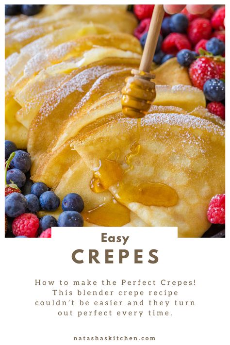 How to make the Perfect Crepes! This blender crepe recipe couldn’t be easier and they turn out perfect every time. The ingredients are simple and you don’t need any fancy equipment to make beautiful, lacy, and tasty French crepes. Quick Crepe Recipe, How To Make Crepes, Homemade Crepes Recipe, Crepes Recipe Easy, Gluten Free Crepe, Perfect Crepes, Dinner Crepes, Stuffed Crepes, Homemade Crepes