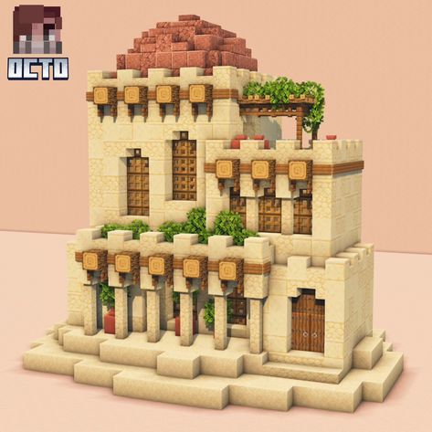 Desert Aesthetic Minecraft, Desert Starter Base Minecraft, Desert Starter House Minecraft, Sand Biome House Minecraft, Sand Houses Minecraft, Minecraft Desert Library, Desert Build Minecraft, Dessert Minecraft Build, Minecraft Dessert House Ideas