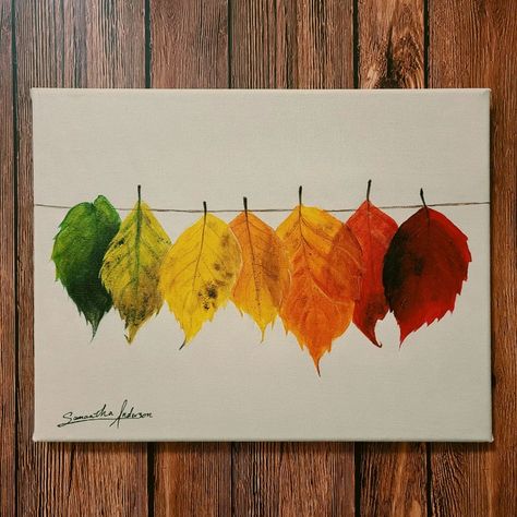 Thanksgiving Diy Painting Canvas, Autumnal Painting Ideas, Fall Artwork Ideas, Easy Thanksgiving Paintings On Canvas, Thanksgiving Painting Ideas Easy, Autumn Leaves Painting Acrylic, Thanksgiving Painting Ideas Canvas, Thanksgiving Watercolor Art, Thanksgiving Art Painting