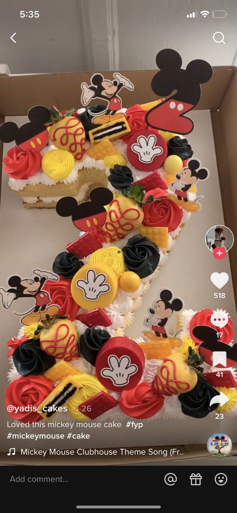 Mickey Party Desserts, Mickey Mouse Cupcake Cake, Mickey Mouse Cupcakes Ideas, Mickey Theme Desserts, Mickey Mouse Second Birthday Cake, Number 2 Mickey Mouse Cake, Twin Mickey And Minnie Birthday Cake, Mickey Mouse Cupcake Cake Number 2, Mickey Mouse Smash Cakes