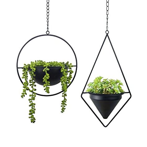 Flower Holder Ideas, Ceiling Planter, Pot Gantung, Black Plant, Pots Set, Metal Hanging Planters, Plants Home, Wire Flowers, Flower Holder