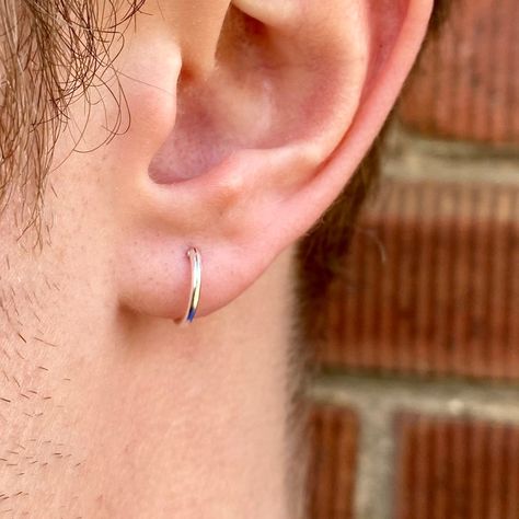 Mens Hoop Earrings, Guys Ear Piercings, Men's Piercings, Tatted Men, Small Silver Earrings, Mens Earrings, Mens Earrings Studs, Mens Earrings Hoop, Hoop Earrings Silver