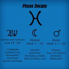 Pisces Decans - Jupiter and Neptune Natal, Astrology Decans, Precession Of The Equinoxes, Pisces Constellation Tattoo, Western Astrology, Horoscope Relationships, Pisces Constellation, Pisces Tattoos, Pisces Quotes