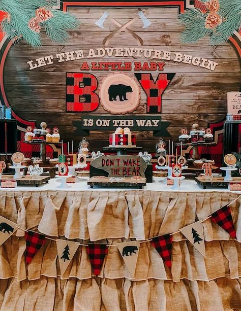 LUMBERJACK BABY SHOWER Lumber Jack Baby Shower Theme, Lumberjack Baby Shower Theme, Lumberjack Theme, Plaid Baby Shower, Lumber Jack, Lumberjack Baby Shower, Lumberjack Baby, Camping Shower, Plaid Baby