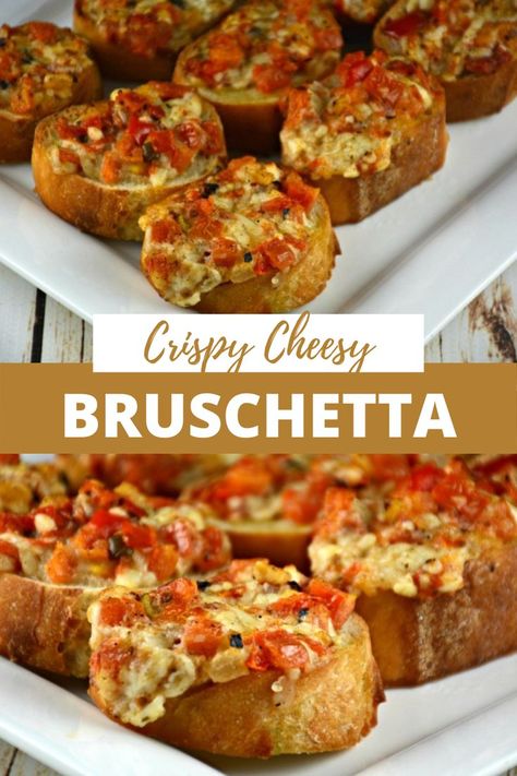 Cheesy Bruschetta Bites, Bruchetta Bread Recipe, Christmas Brushetta Appetizers, Thermomix, Tomato On Bread Appetizer, How To Serve Bruschetta, Appetizer Recipes Bruschetta, Bruschetta And Mozzarella Recipe, Appetizer For Cocktail Party