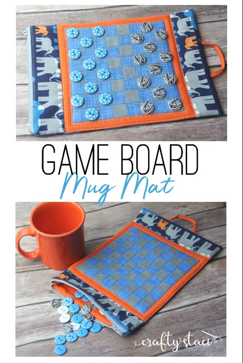 Game Board Mug Mat — Crafty Staci Mug Mat, Beginner Sewing Projects Easy, Patchwork Quilting, Leftover Fabric, Fabric Baskets, Game Board, Sewing Projects For Beginners, Sewing Skills, Sewing Gifts