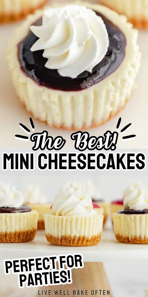 Homemade Cheesecake Cupcakes, Best Cheesecake Cupcake Recipe, Bridal Shower Sweets Ideas, Mini Cheesecake Graham Cracker Crust, Appetizer Recipes Quick, Cheesecake Minis Recipes, Cheesecake Recipes Cupcakes, Easy Quick Cheesecake Recipes, Desserts With Cheese