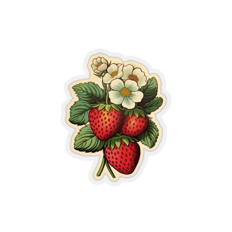 Strawberry Sticker Aesthetic, Vintage Stickers Printables, Stickers Aesthetic Vintage, Cottagecore Stickers, Strawberry Stickers, Strawberry Vintage, Strawberry Sticker, Chests Diy, Fruit Labels