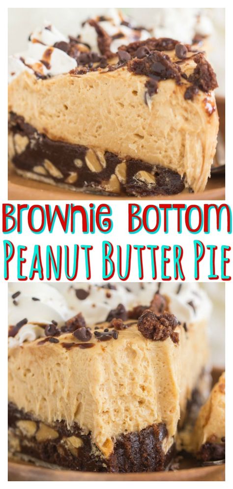 Choc Peanut Butter Pie, Peanut Butter Brownie Pie, Pie Contest Ideas, Baked Peanut Butter Pie, Pb Pie, Peanut Butter Pie Filling, Mountain Pies, Pie Contest, Peanut Butter Pie Recipe