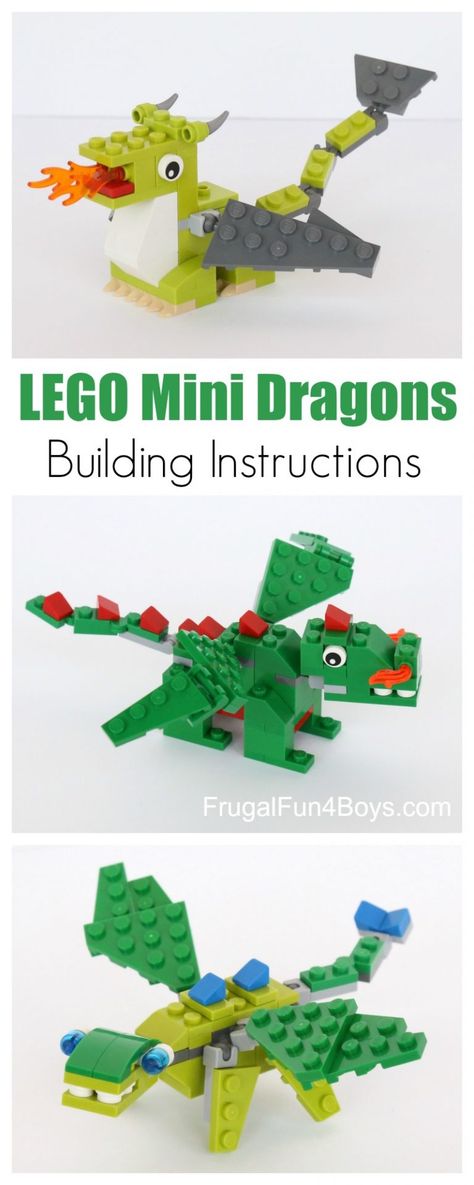 Dragon Activity For Kids, Cool Things To Build With Legos, Tiny Lego Builds, Dragon Activities For Kids, Dragon Activities, Lego Patterns, Lego Stem, Dragon Building, Lego Dragon