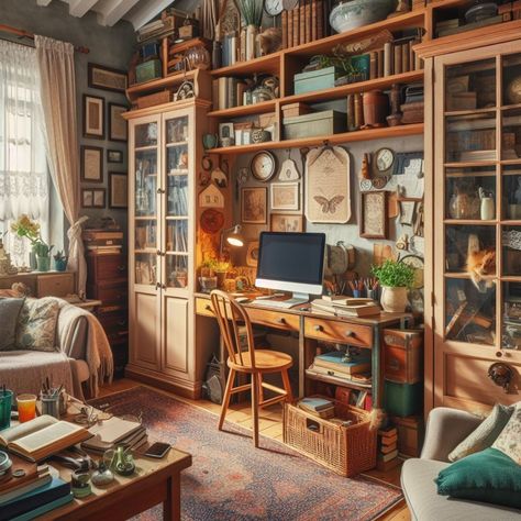 cozy space to get some work done ⭐️ Made with AI #study #studyinspo #homeoffice #inspiration #interiordesign #interiordecor #interiordecorating #art #instaart #artgallery #artjournal #ai #aiinterior #aiart #digitalart #cluttercore #rusticdecor #rurallife #cottage #cottagecore #cottagedecor #cottagevibes Cozy Hobby Room, Clubhouse Interior, Cottagecore Crafts, Work Spaces, Hobby Room, Character Inspo, Rural Life, Cozy Space, Cottage Decor