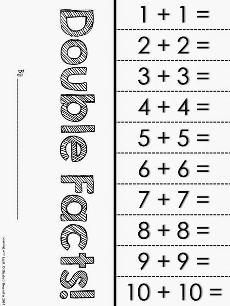 FREE doubles fact foldable! Doubles Worksheet, Doubles Addition, Math Doubles, Math Fact Worksheets, Double Numbers, Doubles Facts, Saxon Math, Math Sheets, Math Fact Fluency