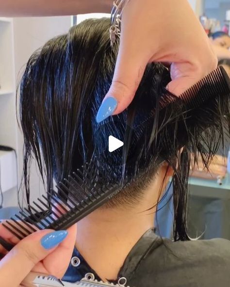 Womans Undercut Hair Designs, Undercutting Hair, Black And Blonde Pixie Haircut, Womens Punk Hair, Growing Out Undercut Stages, Short V Shaped Haircut, Undercut Straight Hair, Angled Bob With Undercut, Nape Undercut Bob