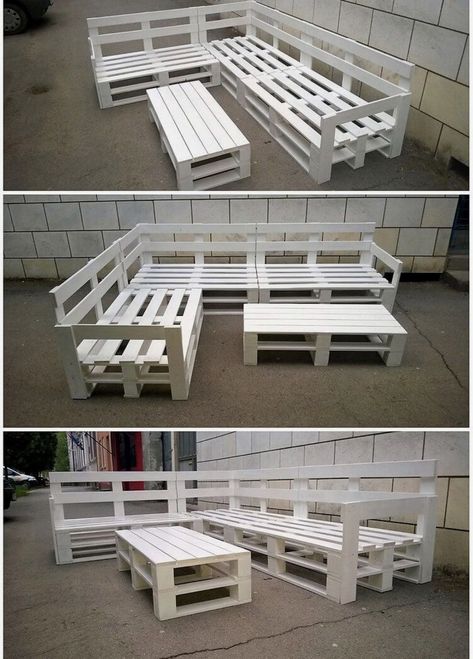 Pallet Patio Furniture Diy, Pallet Furniture Designs, Garden Furniture Design, Pallet Garden Furniture, Pallet Patio Furniture, Pallet Patio, Old Sofa, Butcher Block Countertops, Pallet Furniture Outdoor