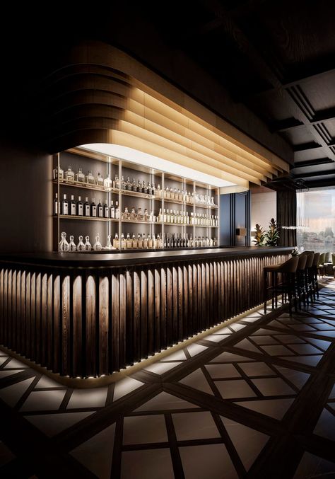 Luxury Bar Design, Bar Lounge Design, Bar Counter Design, Luxxu Modern Design Living, Nightclub Design, Bar Interior Design, Luxury Bar, Counter Design, Bar Interior