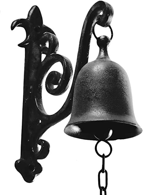 DECONOOR Vintage Cast Iron Dinner Bell as Entry Door Bell, Outside Decor or Indoor Decoration Wall Mounted Antique Decor Bell, Jet Black Migos Wallpaper, Playhouse Decor, Garden Wall Plaque, Front Gate, Dinner Bell, Outside Decorations, Vintage Farmhouse Decor, Front Gates, Door Bell