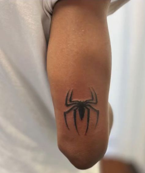 Spiderman Tattoos For Men, Batman Forearm Tattoo, Men Spider Tattoo, Spiderman Back Tattoo, Small Filler Tattoo Ideas Men, Simple Men Tattoos, Spiderman Logo Tattoo, Spiderman Tattoo For Guys, Dark Skin Tattoo Men