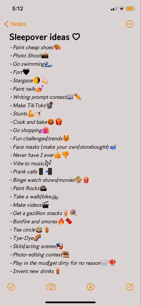 Stuff To Do At A Sleepover Birthday Party, Fairy Pfps For Tiktok, Party Food To Make Ahead Of Time, Things To Do At Camp With Friends, Easy Snacks To Make At 3 Am, Pijama Party Activities, At Home To Do List, Things To Do At New Years Party, Class Group Chat Pfp