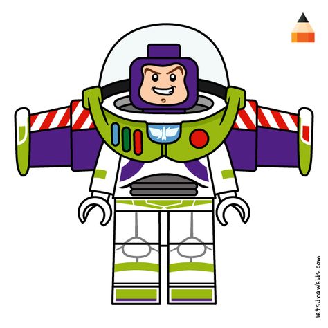 Lego Characters Drawing, Legos Drawing, Lego Art Drawing, Buzz Lightyear Art, Buzz Lightyear Drawing, Lego Space Station, Lego Stickers, Lego Toy Story, Auto Sticker