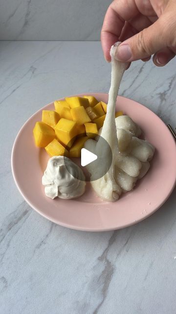 Lucy Smith on Instagram: "Mango with fresh mochi and cream🥭🥥🍚 basically mango sticky rice in a different form

And it only takes 10 minutes for sticky rice to be transformed into smooth, stretchy fresh “pounded” mochi. Full recipe below and in caption🫶

INGREDIENTS -2 1/4 cup Sweet Rice/Glutinous mochi rice
-Mangos 
-1 can full fat coconut milk, refrigerated 
-sweetener of choice 
-vanilla (optional)
-potato or corn starch 

NOTES:
1. Make sure to use the correct rice for this—sweet, short grain sticky rice, (Mochigome). You can get it at an asian market, or check the link in my bio if you want to order it online. 
2. Fresh mochi is veryyy sticky so make sure to handle it with either wet hands/tools, or dry hands powdered with potato starch.
3. For the best texture, soak your rice over Rice Cooker Recipes, Sweet Rice, Mango Sticky Rice, Wet Hands, Potato Starch, Asian Market, Glutinous Rice, Food Drinks Dessert, Sticky Rice