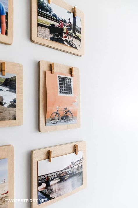 Cadre Photo Diy, Diy Clipboard, Diy Picture Frames, Diy Picture, Rustic Industrial, Diy Frame, Art Display, Wooden Diy, Photo Displays