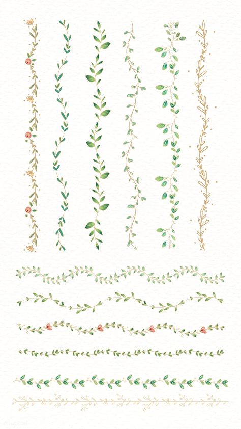 Plant Border Drawing, Floral Vine Tattoos, Journal Dividers, Bullet Journal Dividers, Vine Drawing, Doodle Floral, Doodle Borders, Cursive Alphabet, Pola Bordir