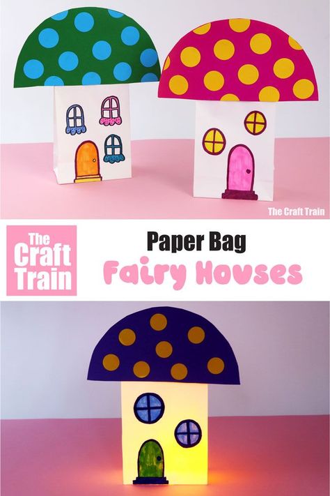 Paper bag fairy houses #fairyhouses #papercrafts Magical Classroom, Paper Bag Lanterns, Fairy Tale Crafts, Fairy House Crafts, Paper Bag Crafts, Paper Bag Puppets, Sweet Paper, Puppet Crafts, Fairy Crafts