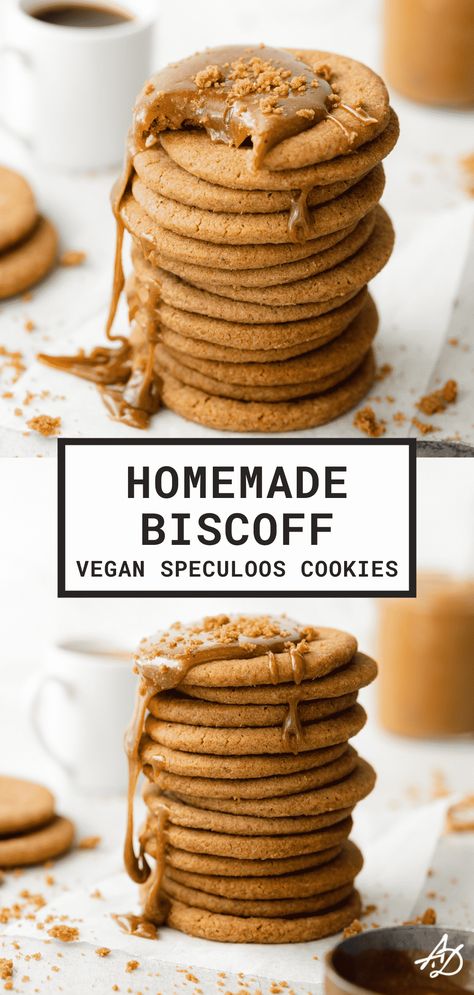 Vegan Speculoos Cookies (Homemade Biscoff) Homemade Speculoos Cookies, Vegan Speculoos Cookies, Biscoff Vegan Recipes, Speculoos Cookies Recipe, Vegan Biscoff Cookies, Homemade Biscoff Cookies, Vegan Cookie Butter, Homemade Biscoff, Dessert Biscuits