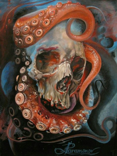 Skull Reference, Octopus Tattoo Design, Octopus Tattoo, Octopus Art, Skull Painting, Skull Artwork, Skeleton Art, Desenho Tattoo, Arte Inspo