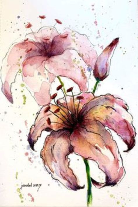 Learn Watercolor Painting, Watercolor Paintings For Beginners, Diy Watercolor Painting, Flower Sketches, Watercolor Paintings Easy, Watercolor Flower Art, Watercolor Painting Techniques, Watercolor Art Lessons, Watercolor Flowers Paintings