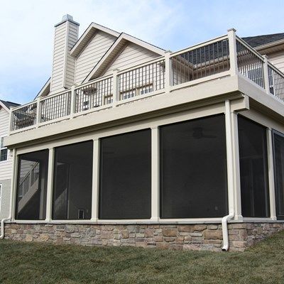 Flagstone Floor, Concrete Block Foundation, Patio Under Decks, Block Foundation, Deck Stair Railing, Pvc Railing, Deck Building Plans, Metal Balusters, Under Deck