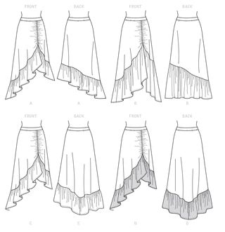 Line Art Flounced Skirt, The Fold Line, Flounce Skirt, Dress Making Patterns, Skirt Patterns Sewing, Mccalls Sewing Patterns, Vogue Patterns, The Fold, Sewing Skirts