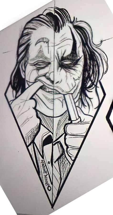 Tato Joker, Tattoo Lining, Joker Art Drawing, Joker Tattoo Design, Chicano Tattoos Sleeve, Catrina Tattoo, Sketch Style Tattoos, Joker Drawings, Christian Sleeve Tattoo