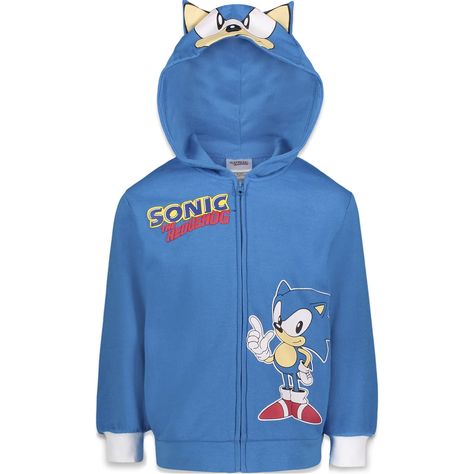 Sonic Hoodie, Winter Essentials Clothes, Sonic Face, Blue Costumes, Boys Fleece, Sweatshirt Fabric, Kids Clothes Boys, Toddler Hoodie, Boys Hoodies