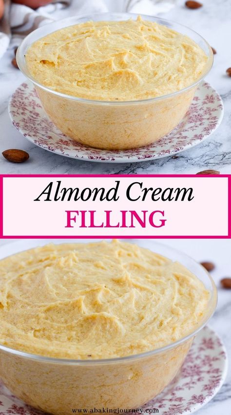 Almond Croissant Filling, Croissant Filling, Almond Filling Recipe, Almond Cream Filling, Almond Paste Recipes, Almond Filling, Almond Pastry, Cake Filling Recipes, Cake Filling