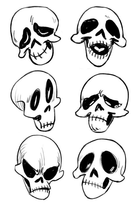 Skull Art Cartoon, Stylized Skull Drawing, Skull Graffiti Art, Page Filler Doodles, Graffiti Style Drawing, Skeleton Head Sketch, Skull Drawing Aesthetic, Tattoo Doodles Grunge, Skeleton Cartoon Drawing