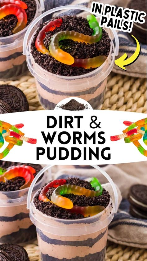 Dirt Cake Cups, Dirt And Worms, Pudding Oreo, Dirt Recipe, Dirt Cups Recipe, Pudding Cup Recipes, Dirt Dessert, Oreo Dirt Cake, Dirt Pudding